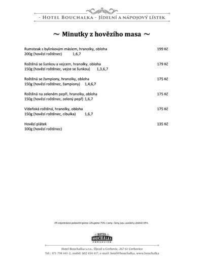 Restaurace Bouchalka - Minutky z hovězího masa